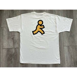 Vintage Fruit of the Loom Men's America Online AOL White Graphic T-Shirt Sz XL